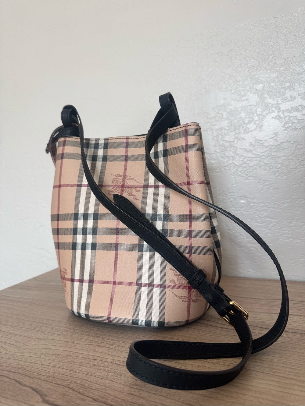 Burberry Haymarket Check Colors Small Lorne Bucket Crossbody Bag